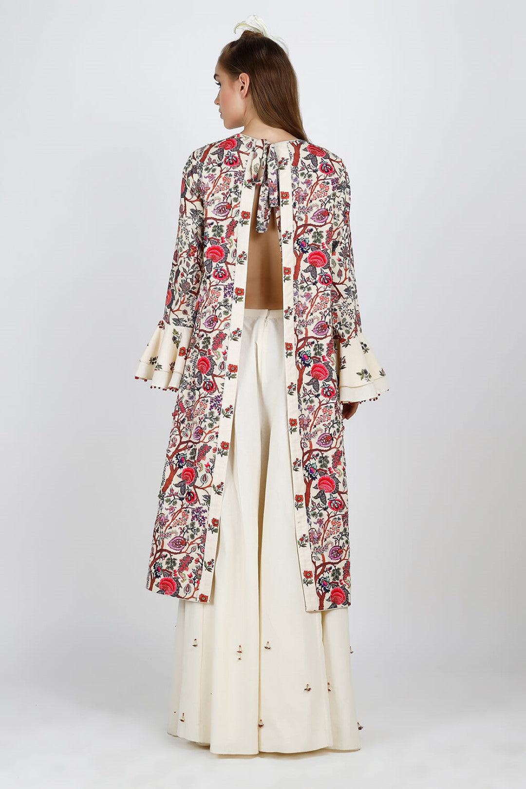 backless jacket with wide leg khadi pants