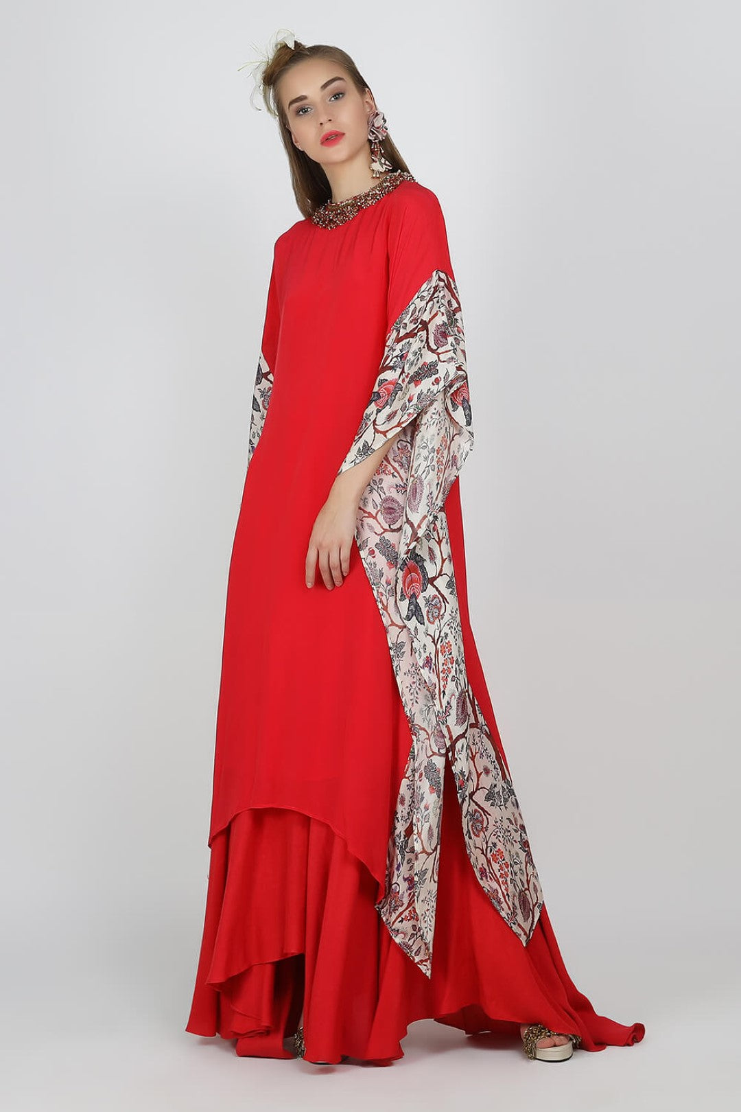asymmetric kaftan  dress with an asymmetric skirt