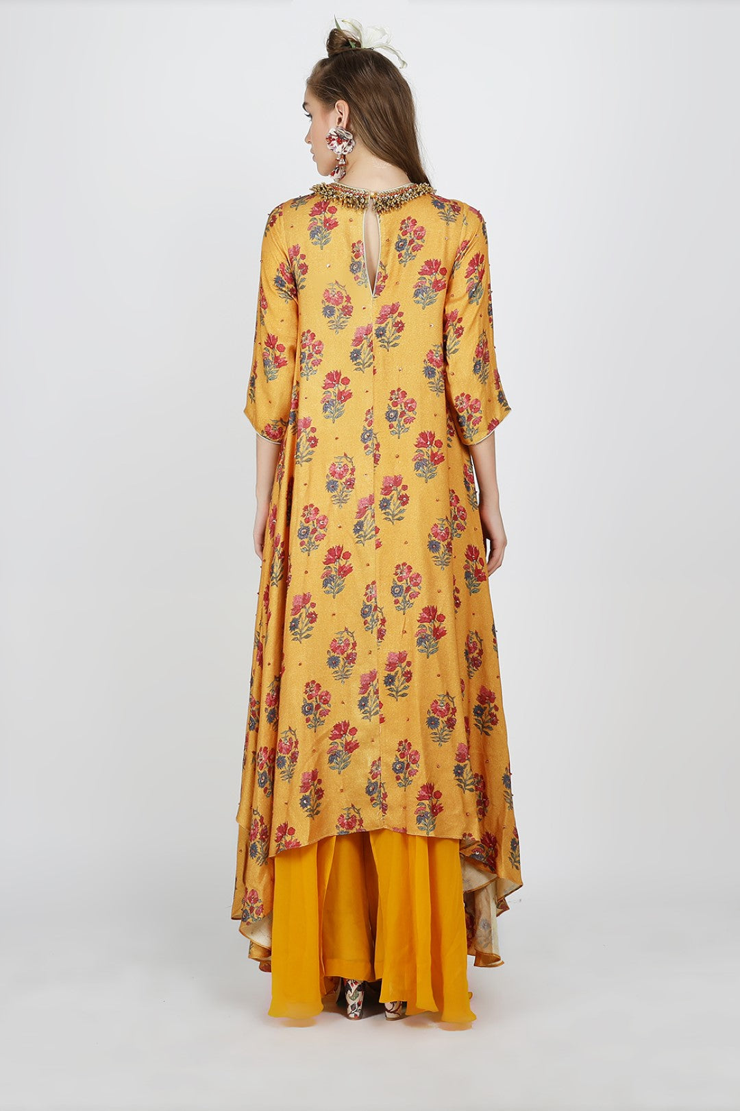 asymmetric tunic with georgette layered sharara