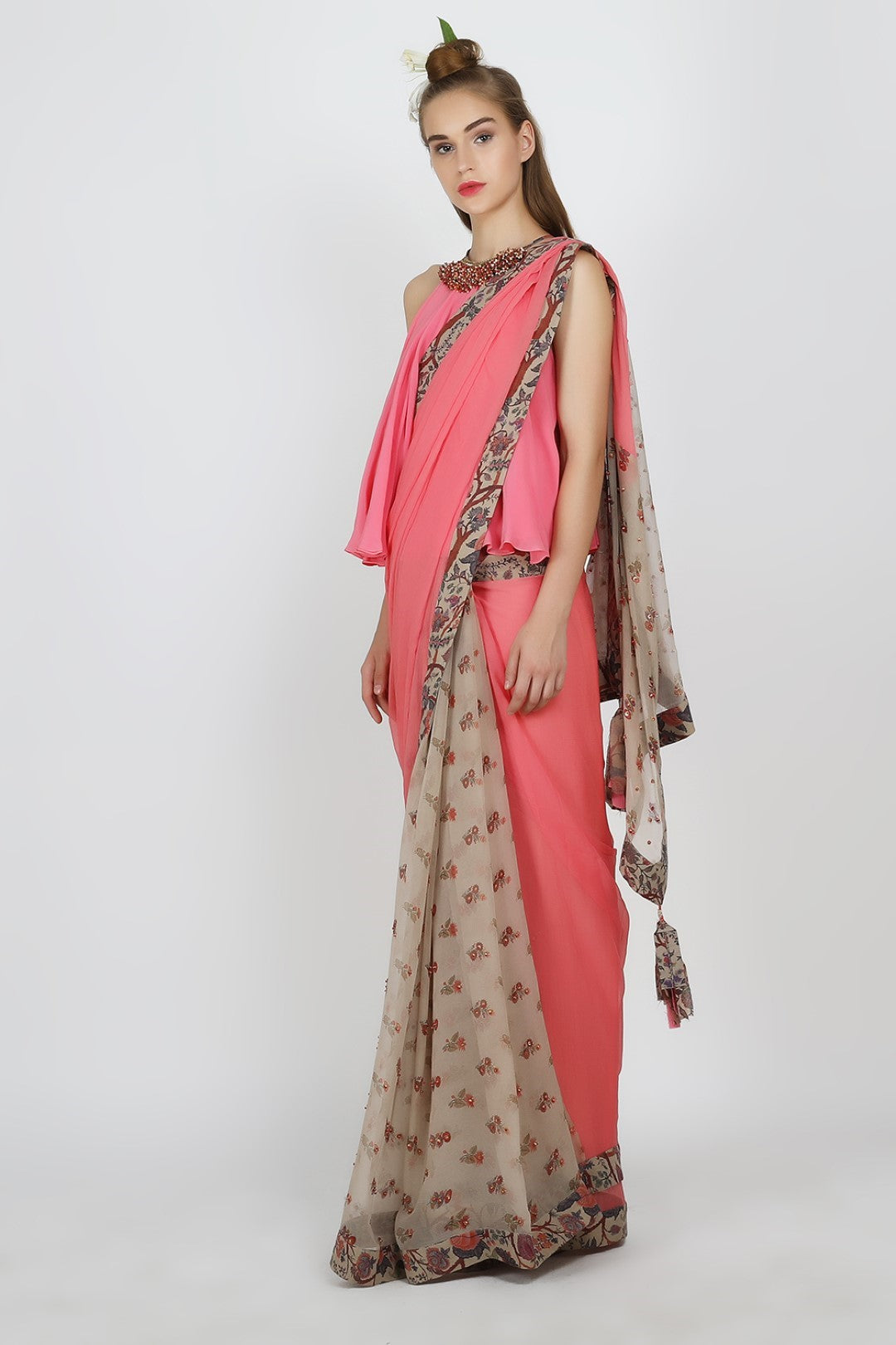 chiffon & georgette saree with crepe swing blouse