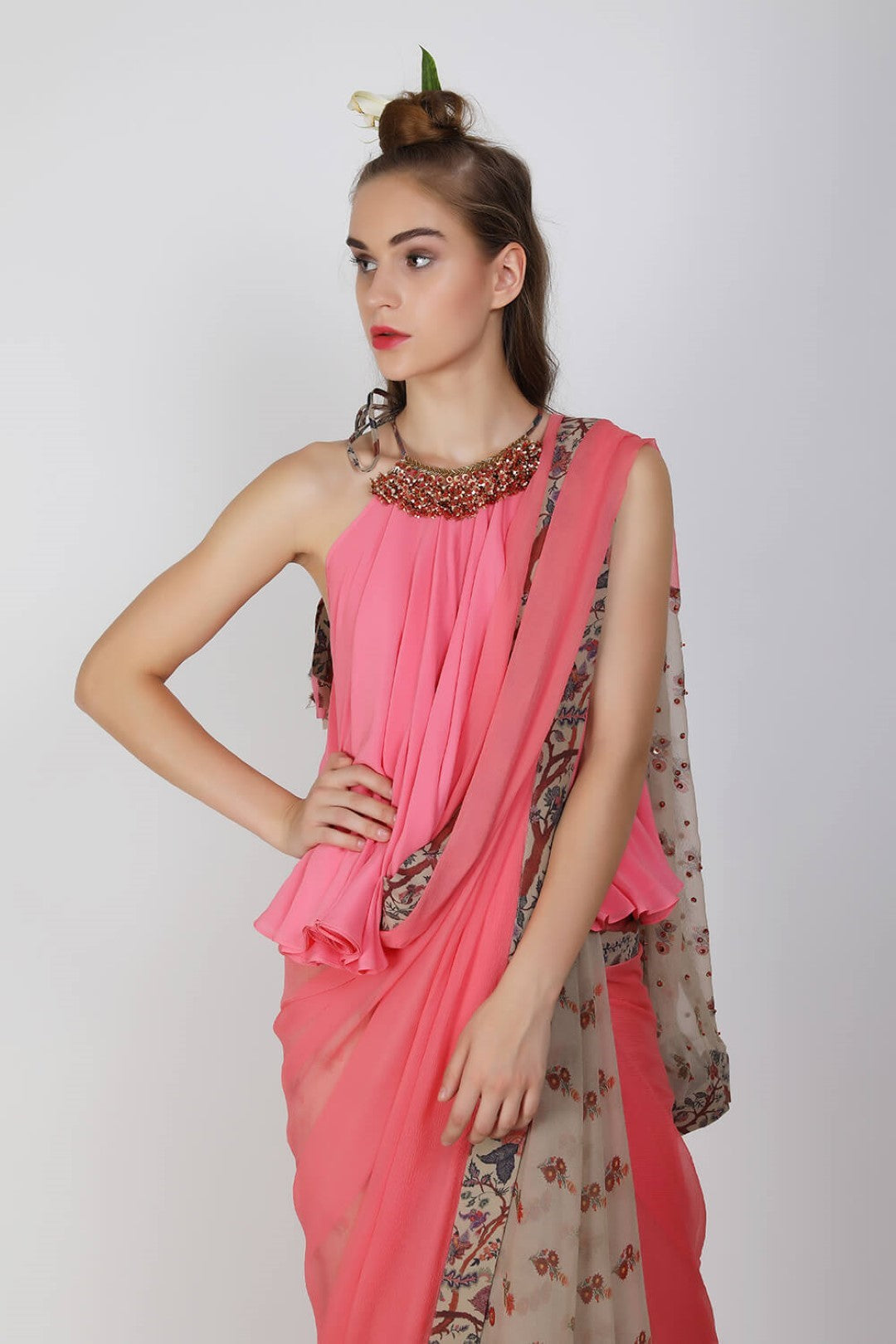 chiffon & georgette saree with crepe swing blouse