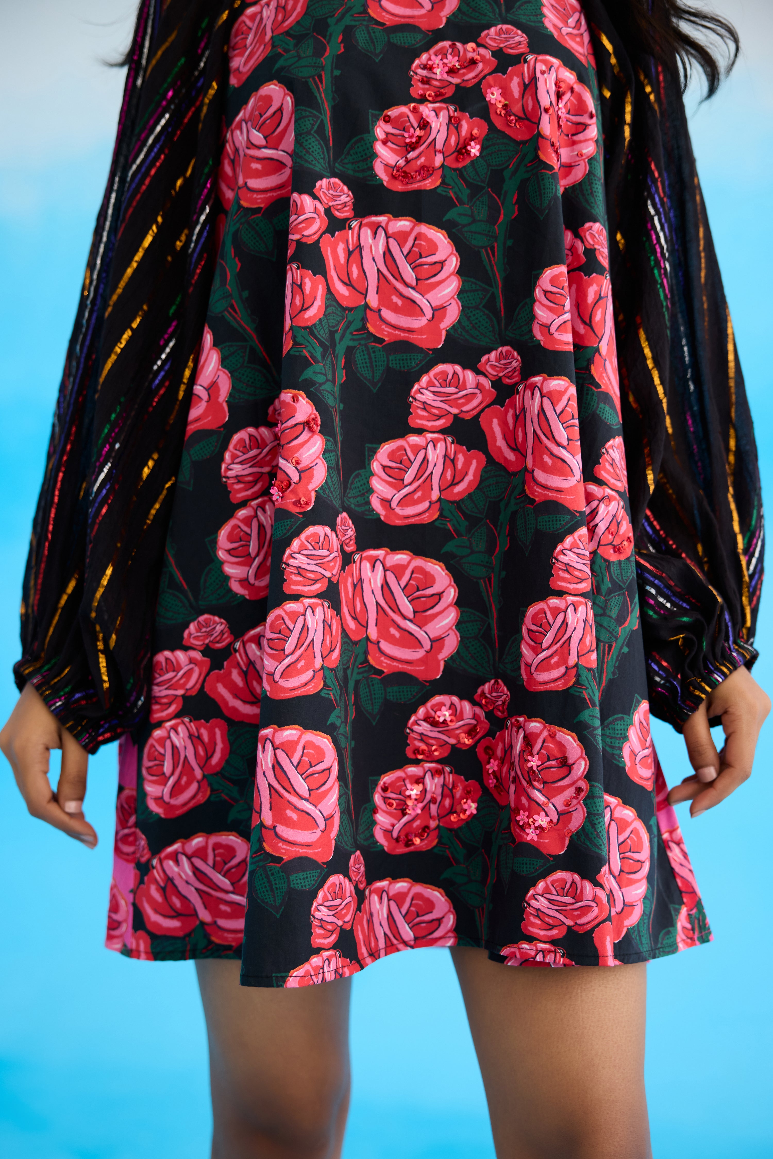 Black rose shift dress