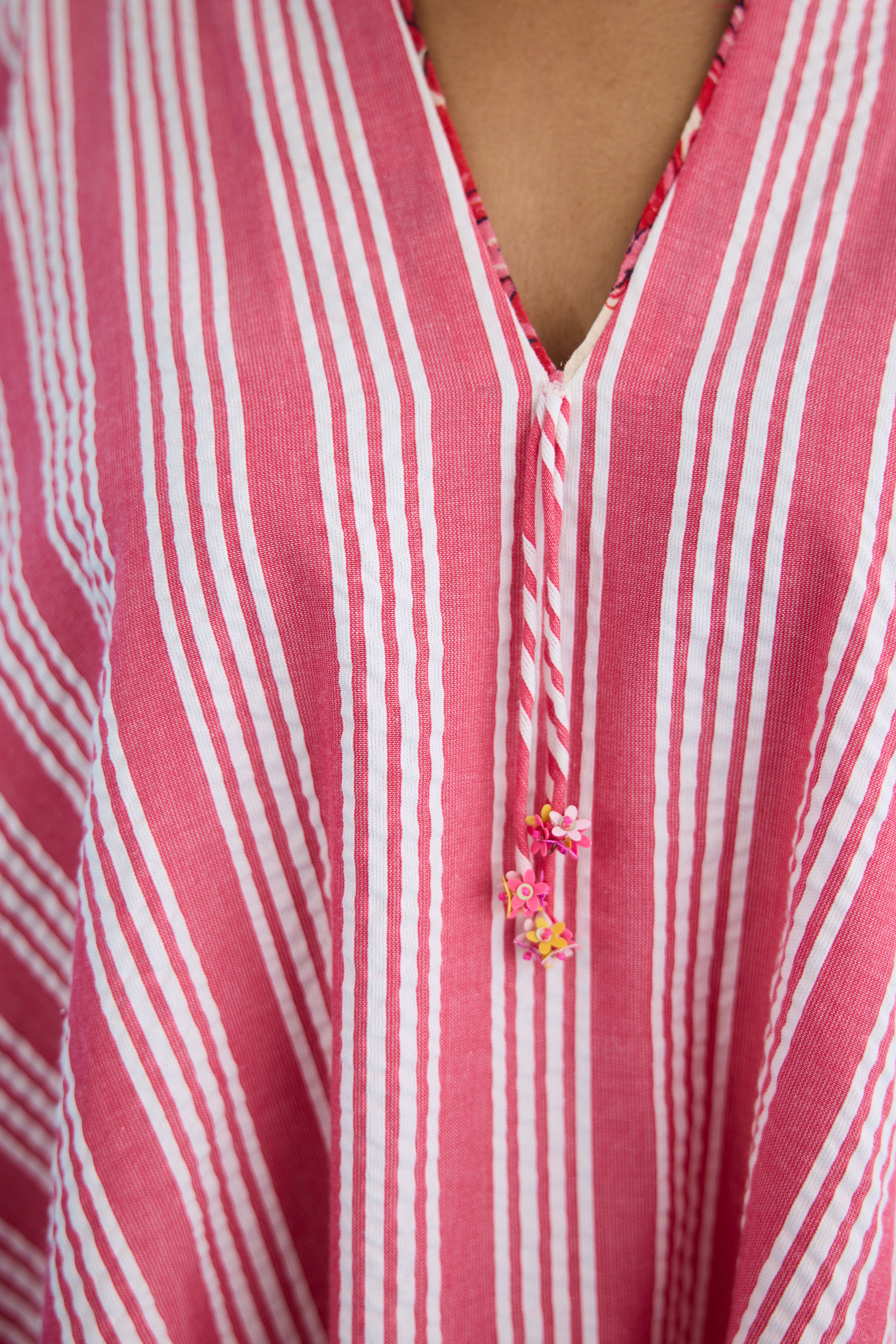 Pink stripes hi-low kaftan