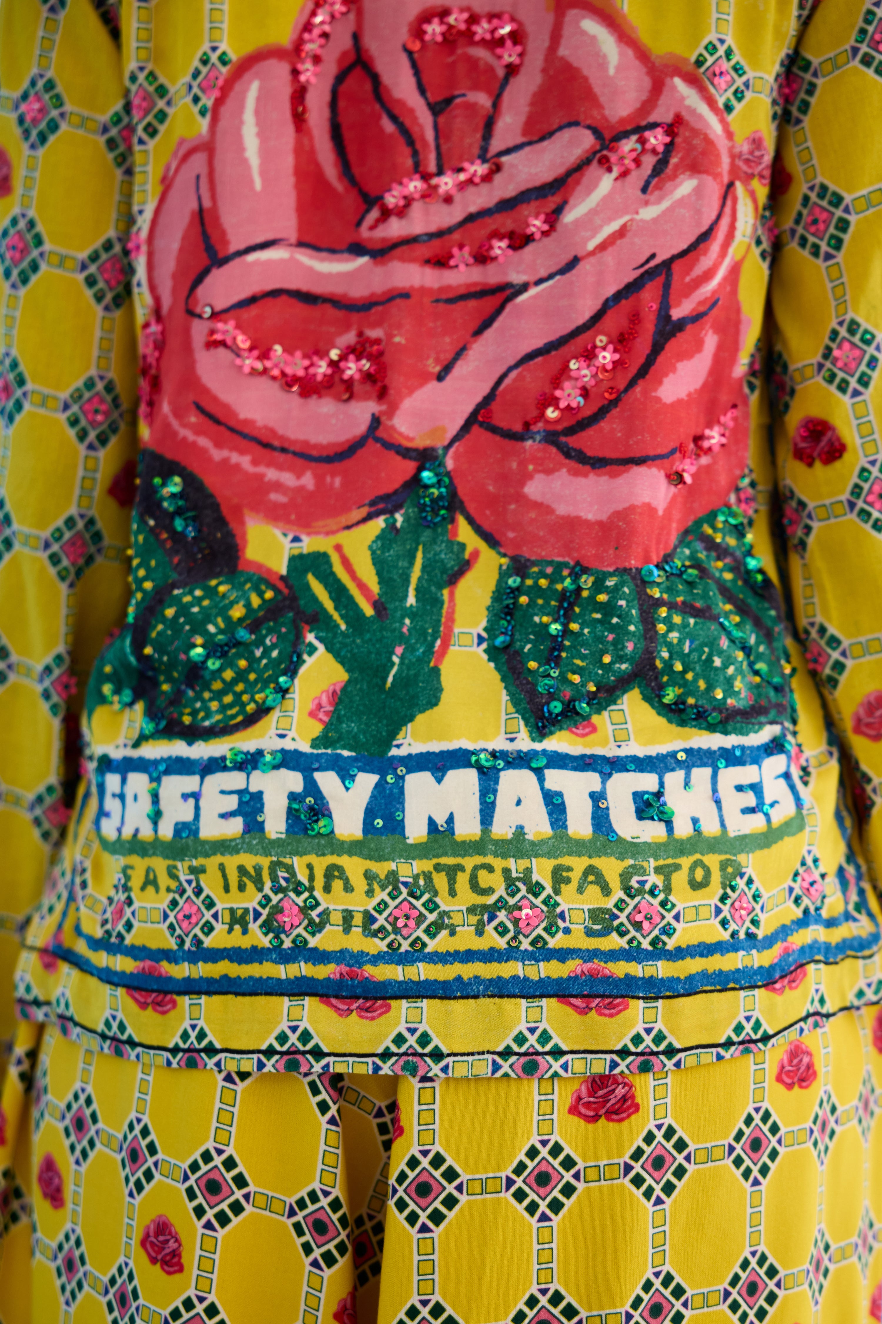 Yellow rose embroidered kurti