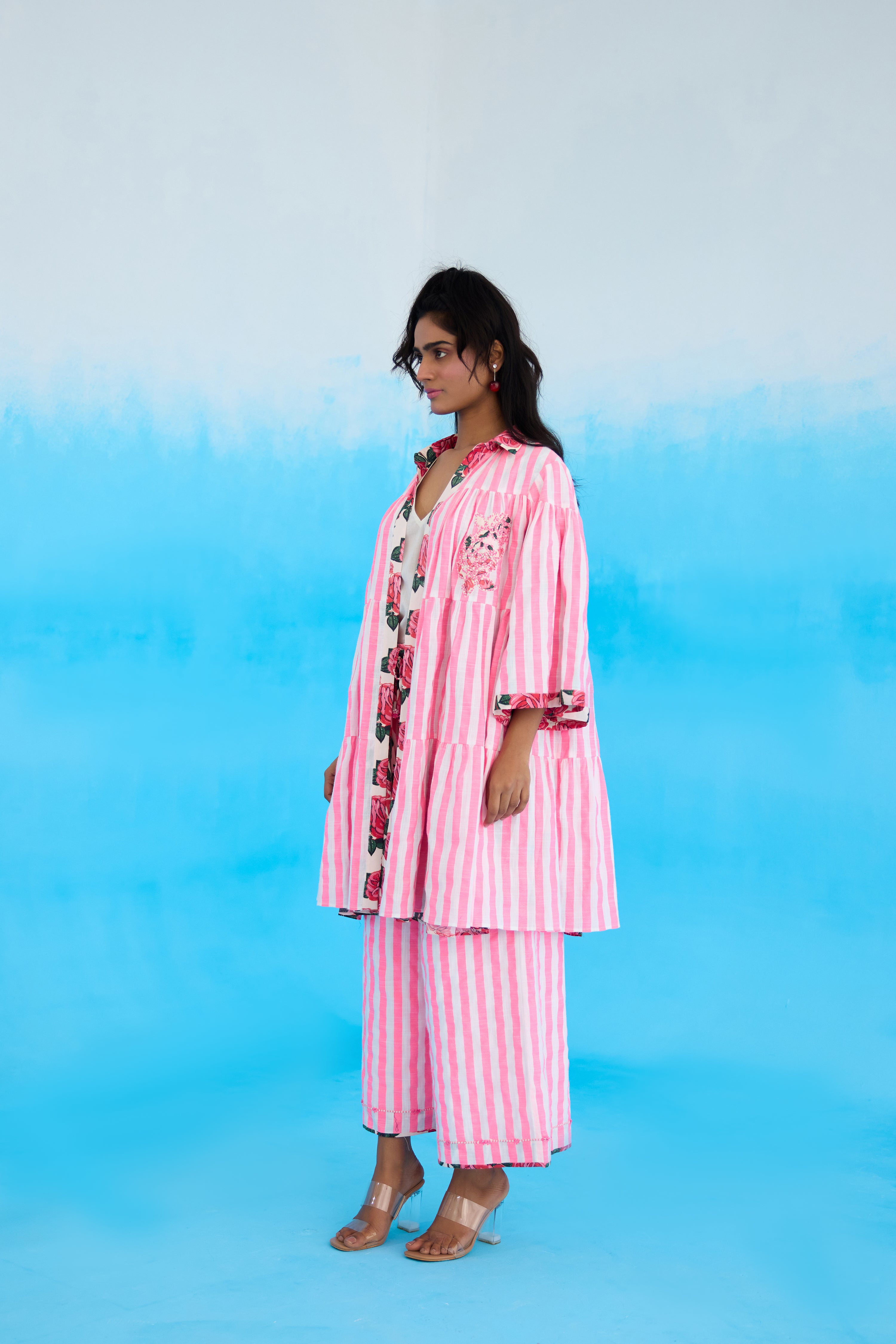 Pink candy stripes reversible jacket