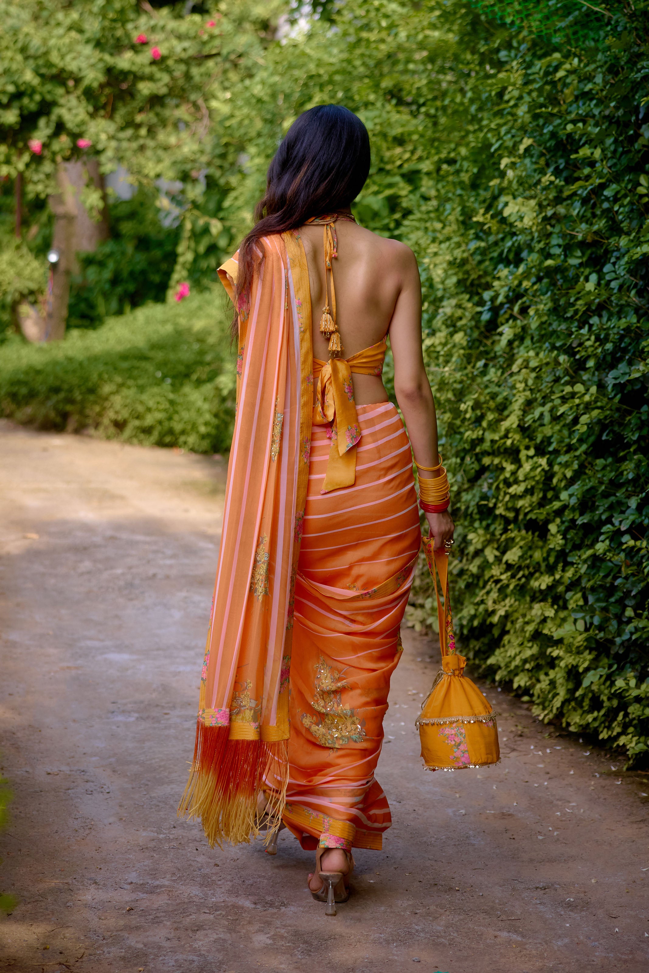 HASEENA Peach orange SAREE