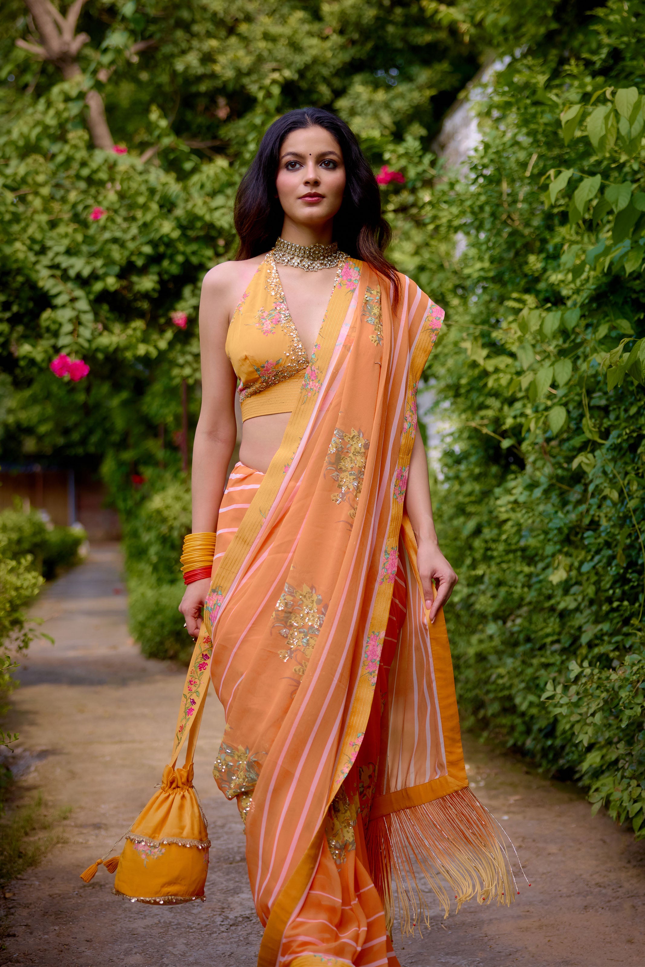 HASEENA Peach orange SAREE