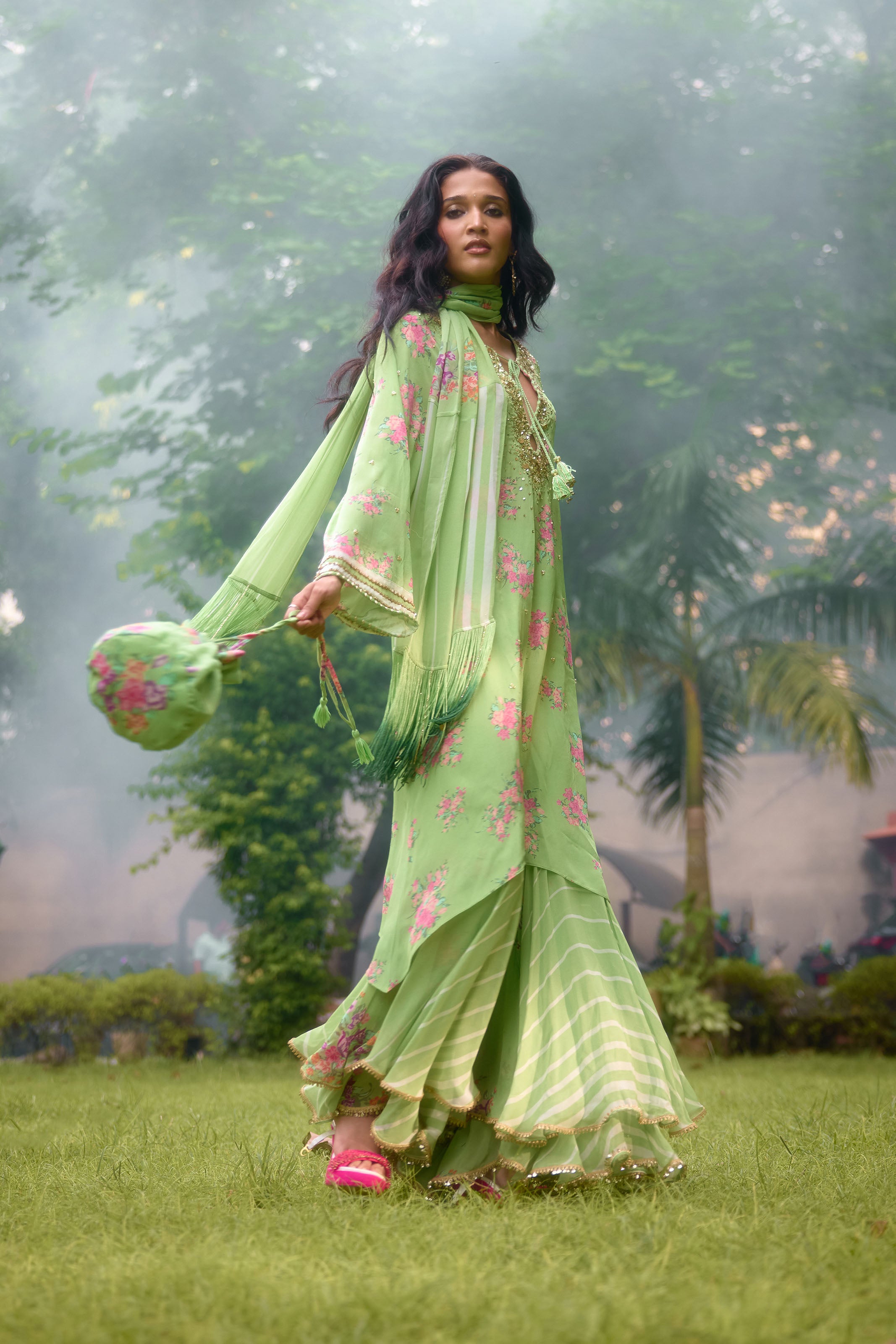 DILKUSH Green KURTA sharara SET