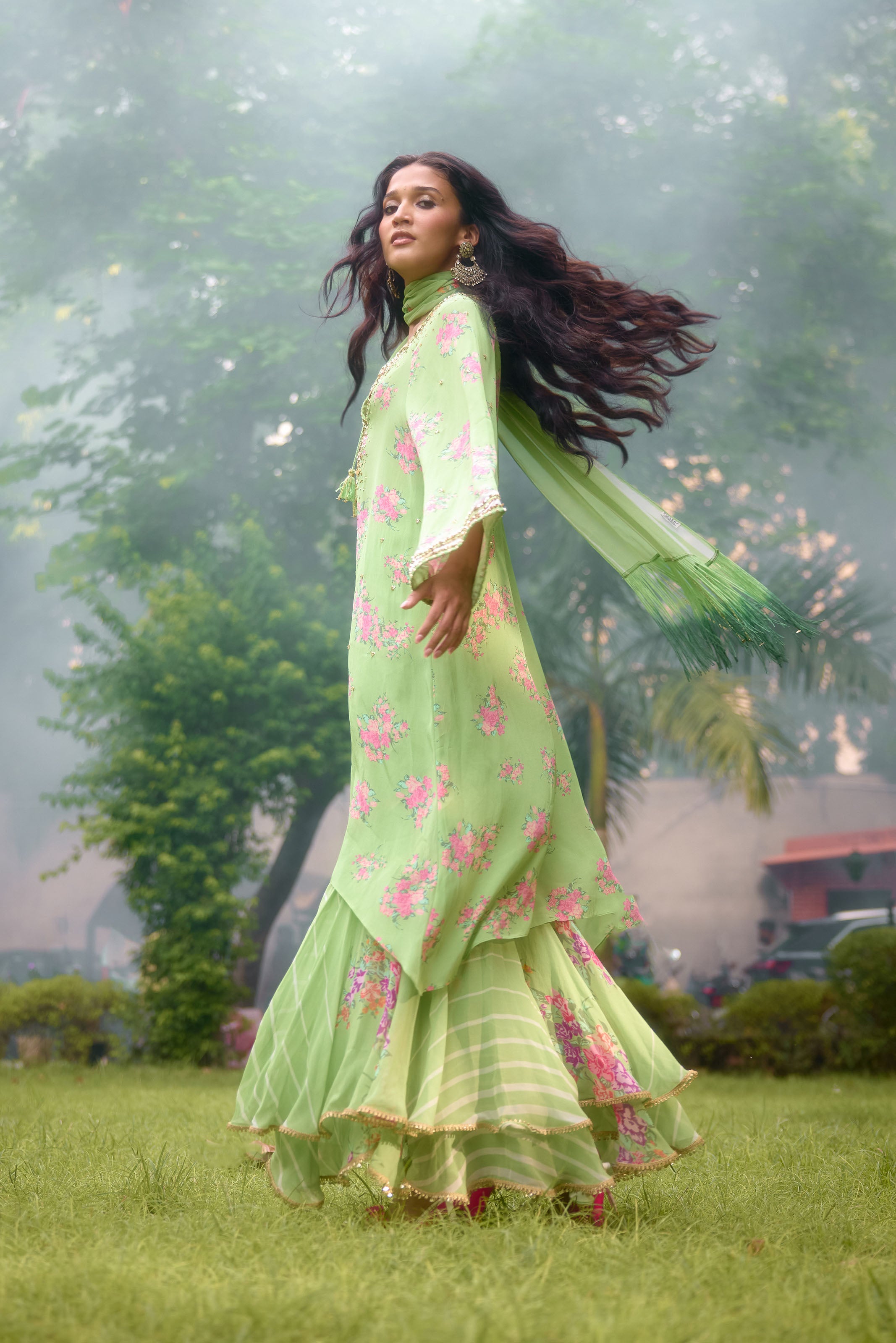 DILKUSH Green KURTA sharara SET