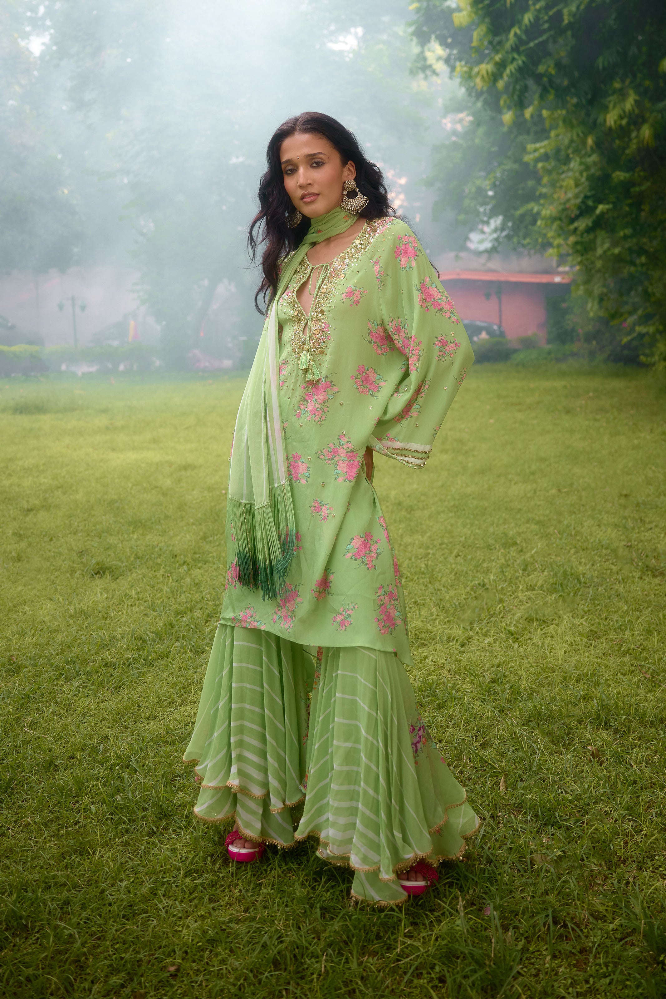 DILKUSH Green KURTA sharara SET