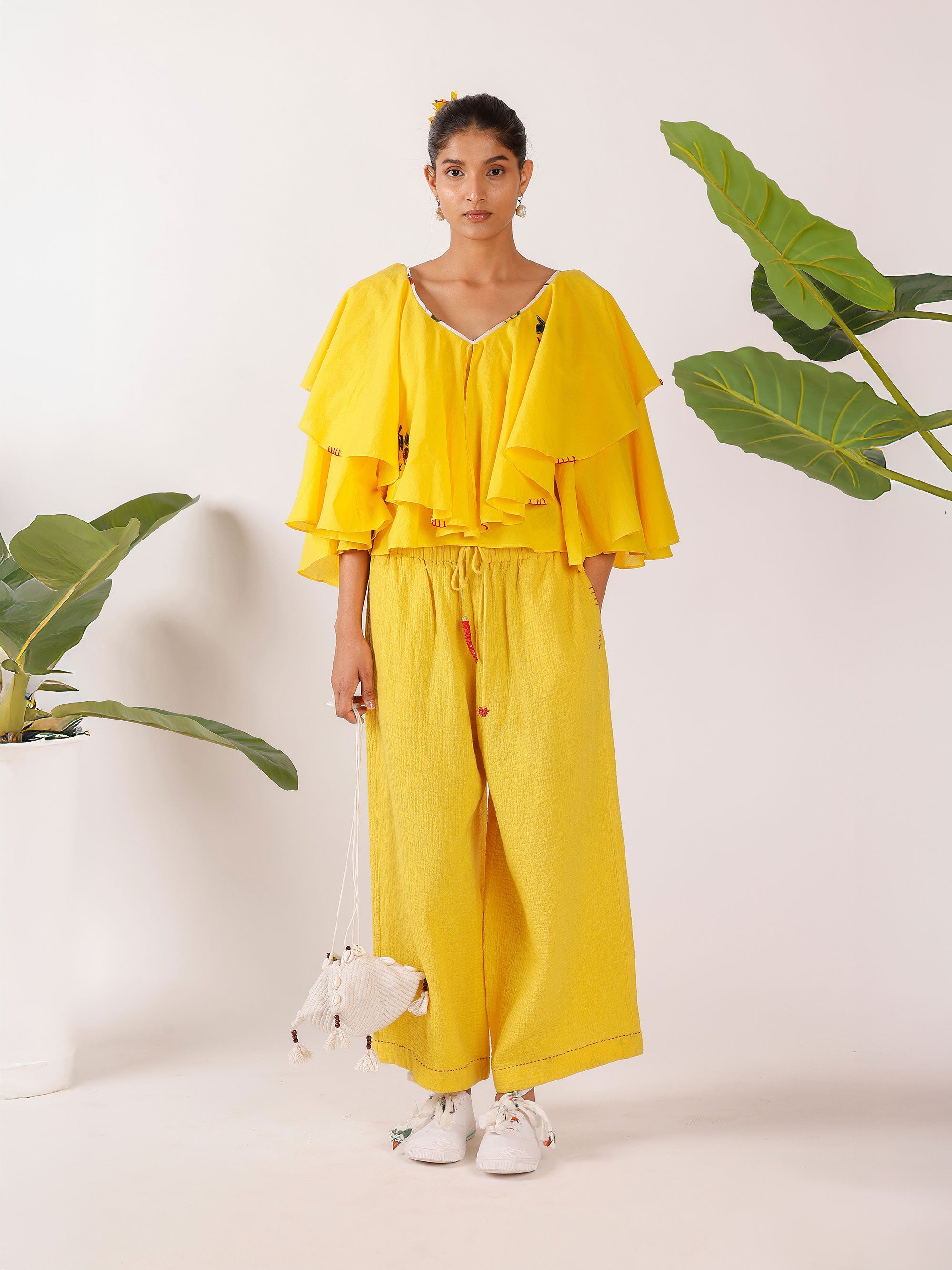 YELLOW RUFFLE TOP