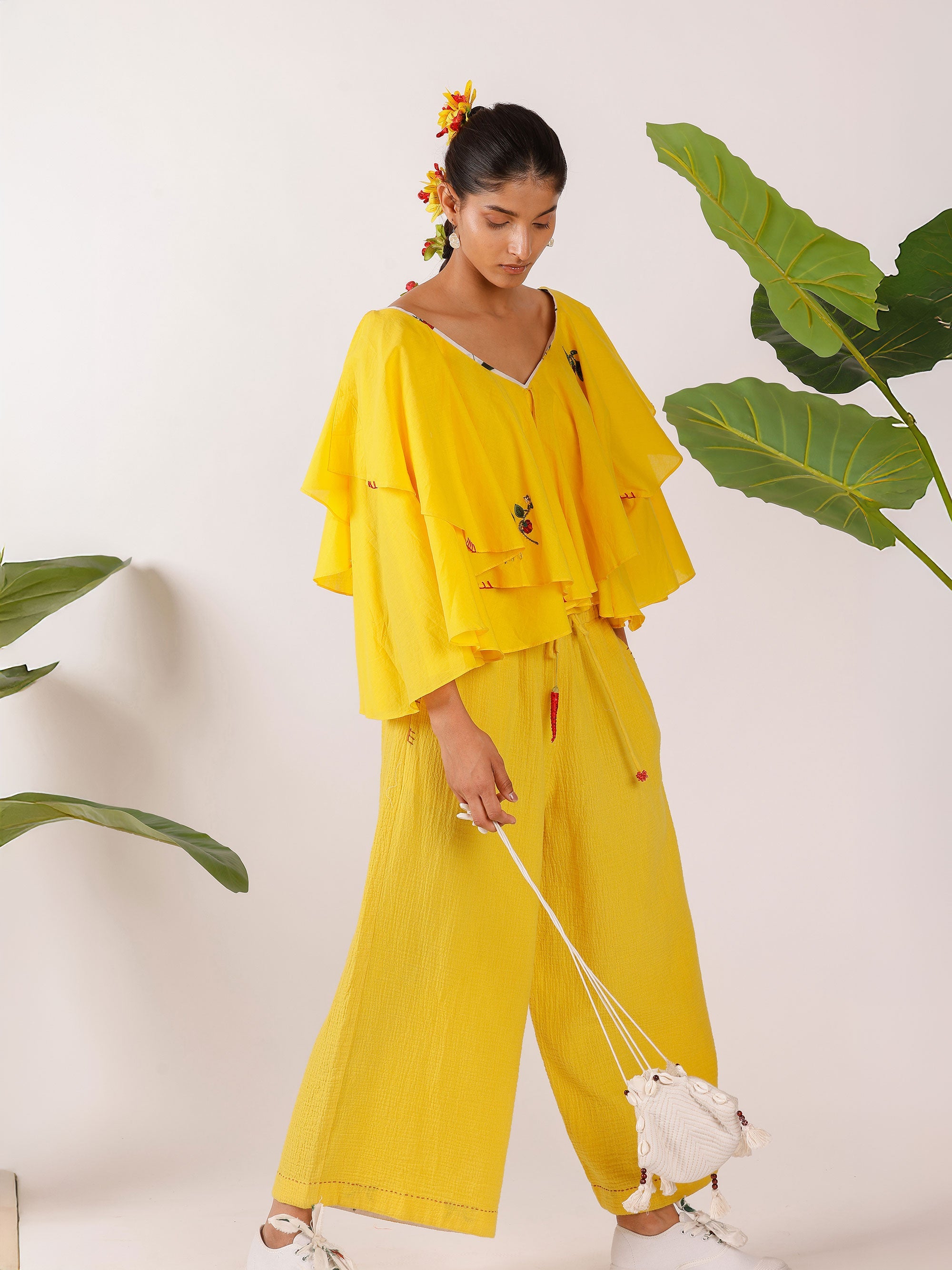 YELLOW RUFFLE TOP
