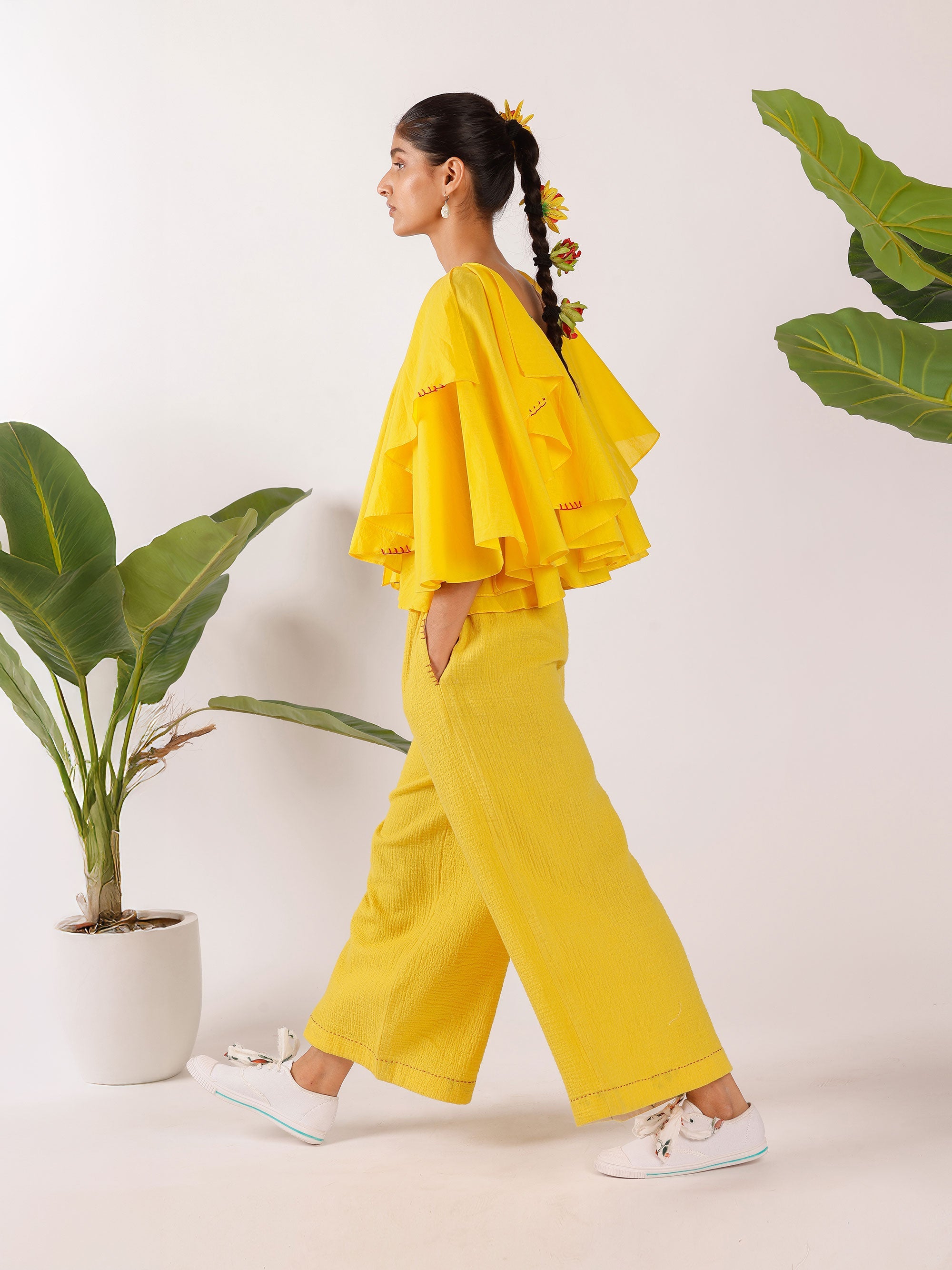 YELLOW RUFFLE TOP