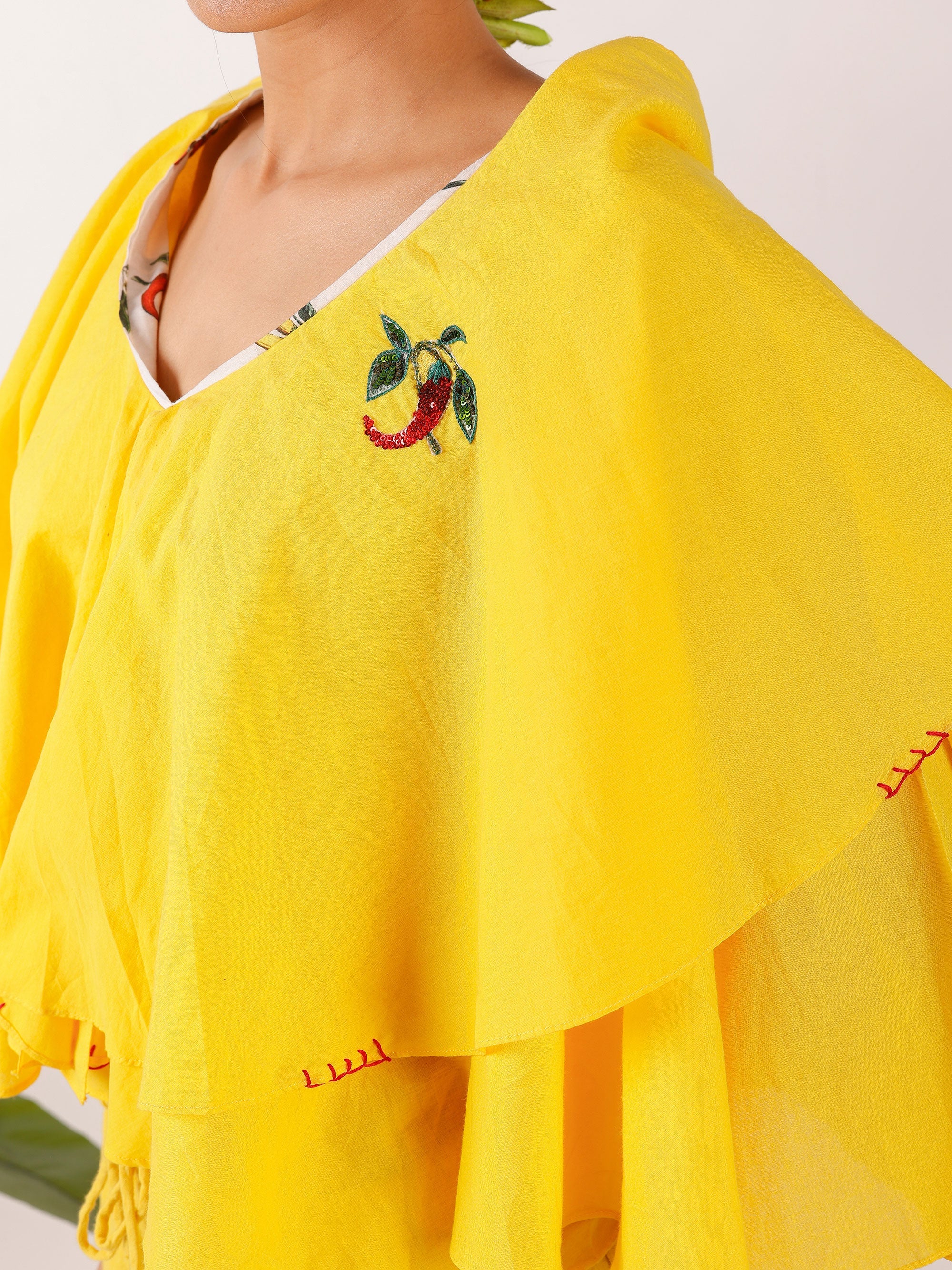 YELLOW RUFFLE TOP