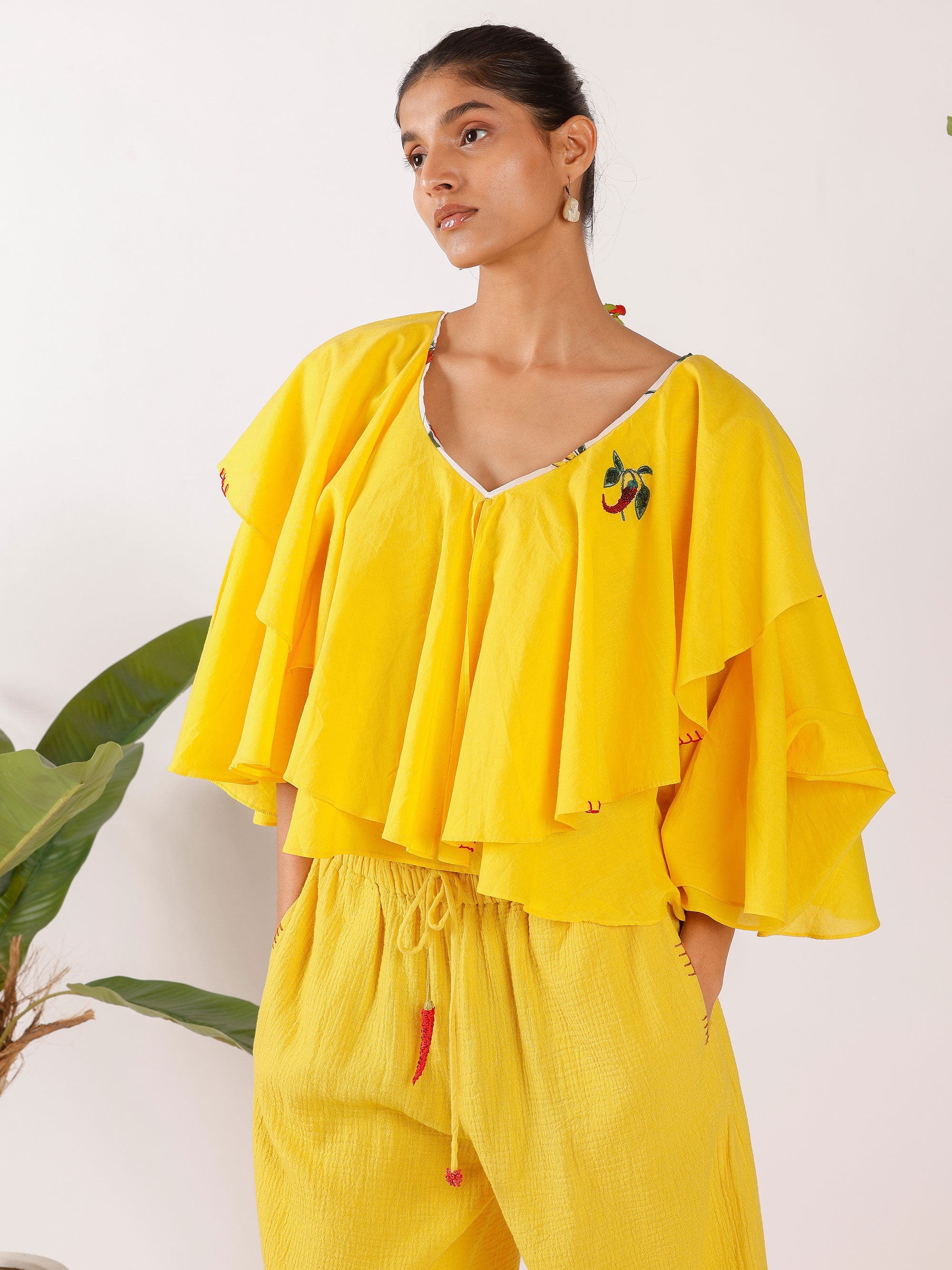 YELLOW RUFFLE TOP