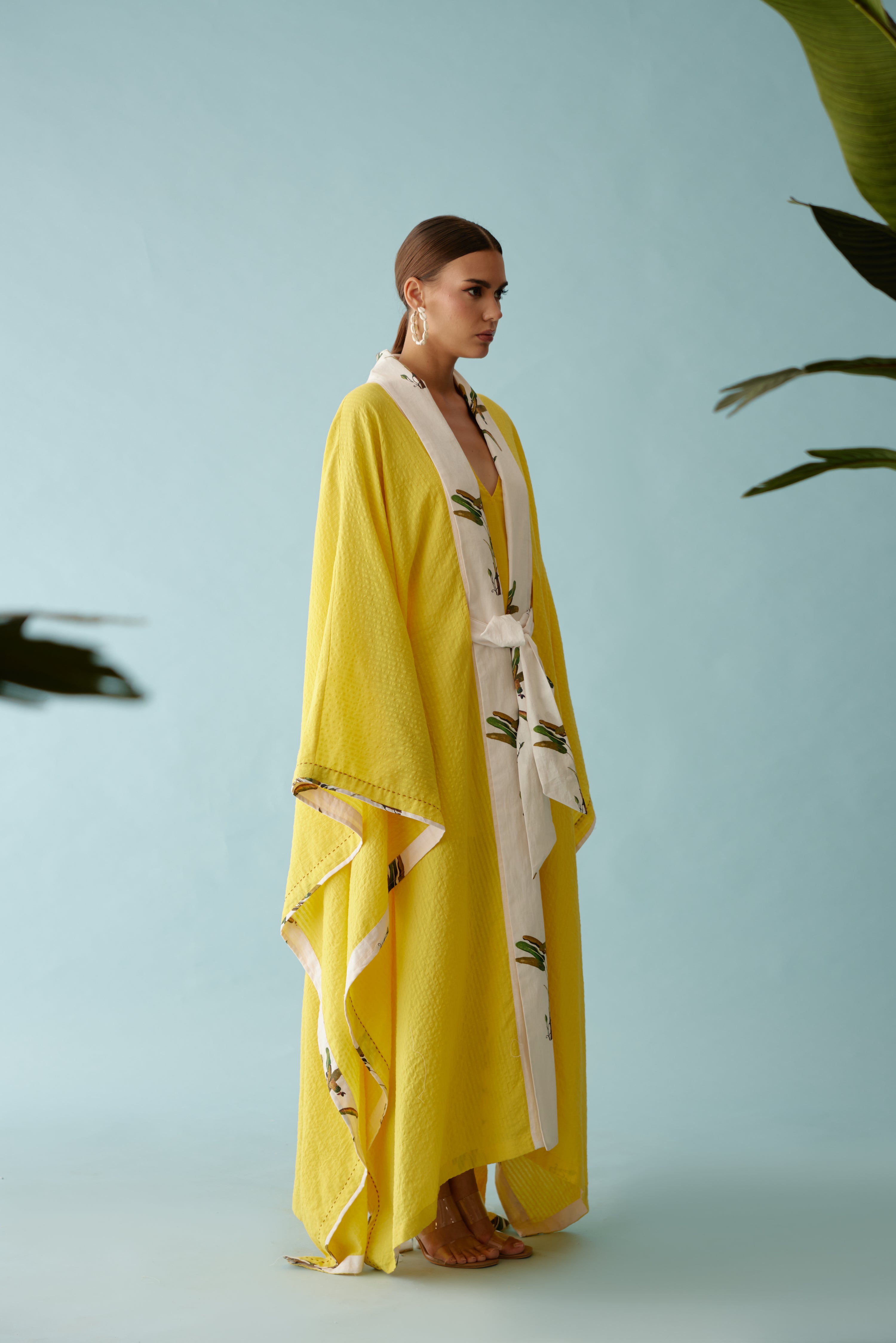Yellow kimono sleeves overgarment