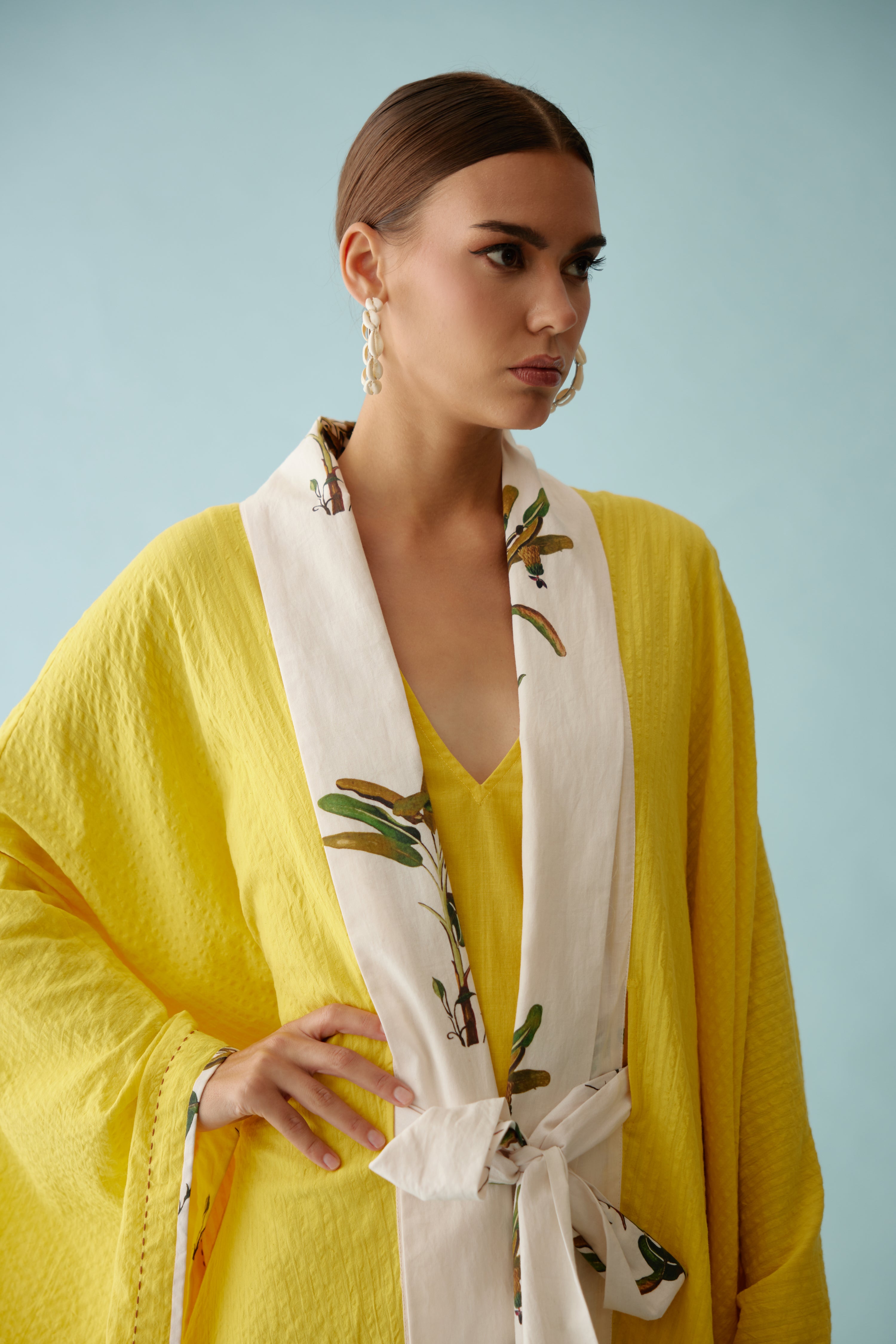 Yellow kimono sleeves overgarment