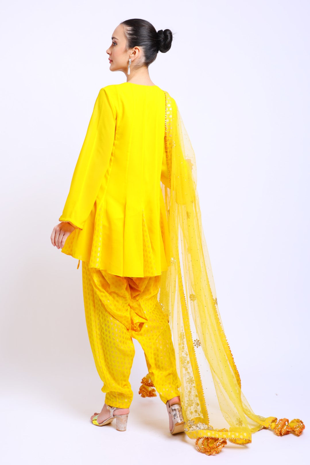 YellowSilk Hand Embroidered Godet Kalis Ggt Kurta with pataila and Emb Dupatta