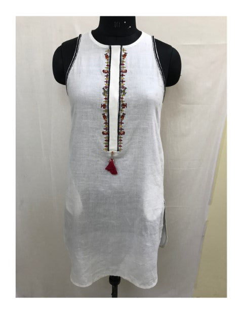 Hand Woven Cotton Emb. Tunic With  Tassels Detailing. Azo Free