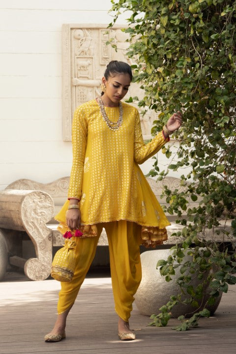 SIDE GODET TUNIC WITH DHOTI