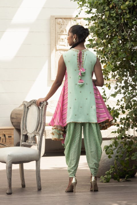 SIDE GODET TUNIC WITH DHOTI