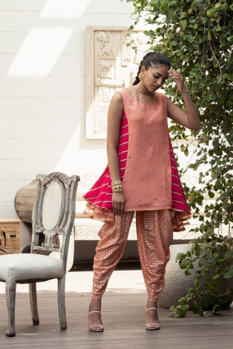 SIDE GODET TUNIC WITH DHOTI