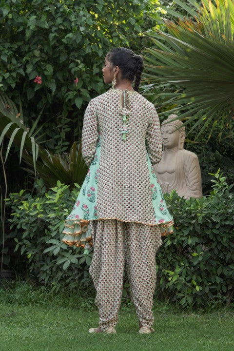 SIDE GODET TUNIC WITH DHOTI