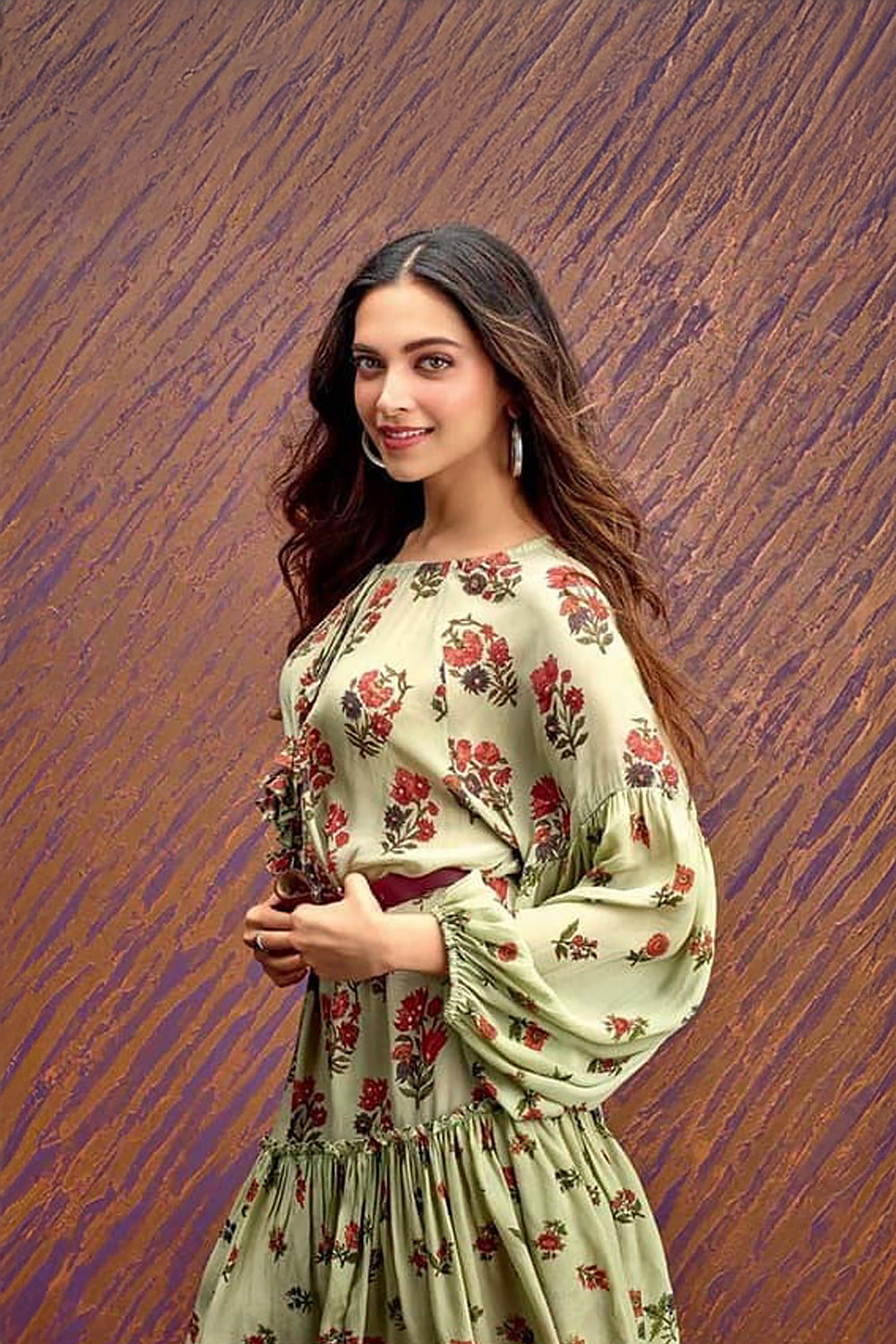 Deepika Padukone in Sage Green Printed Kurta & Pant Set