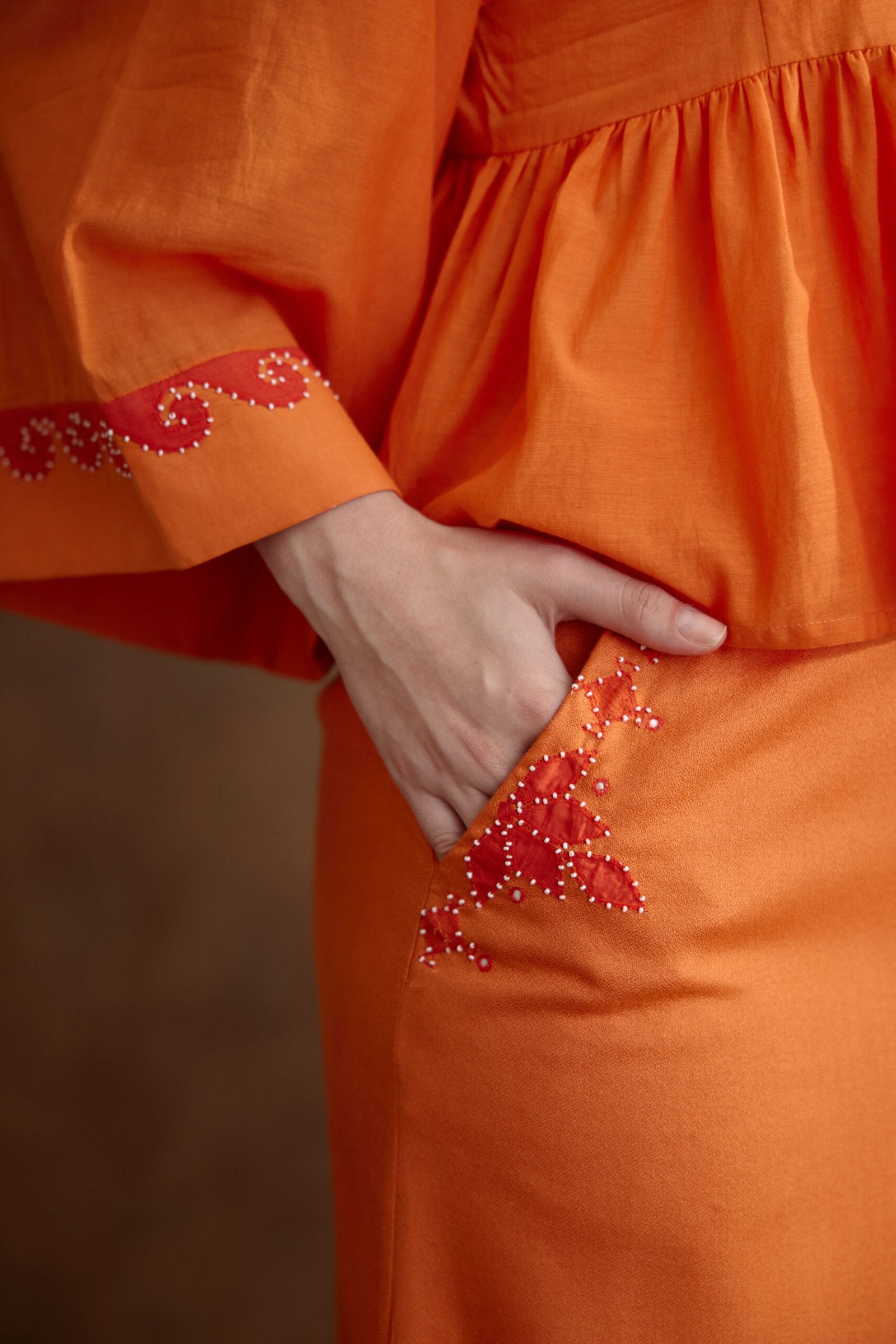 Saffron Applique Embroidered Top