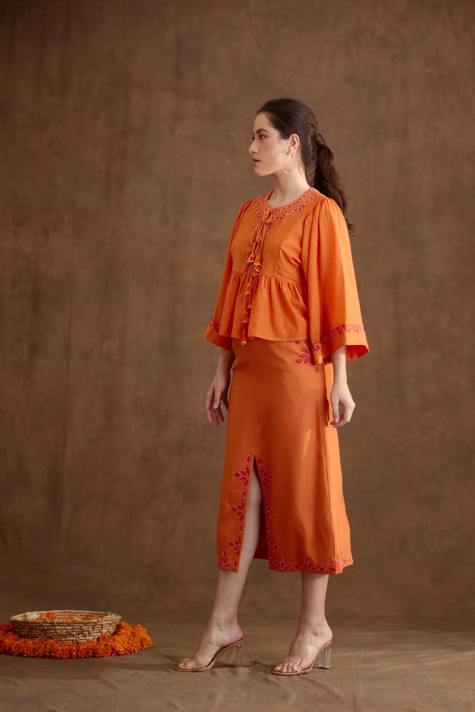 Saffron Applique Embroidered Co-ord Sets