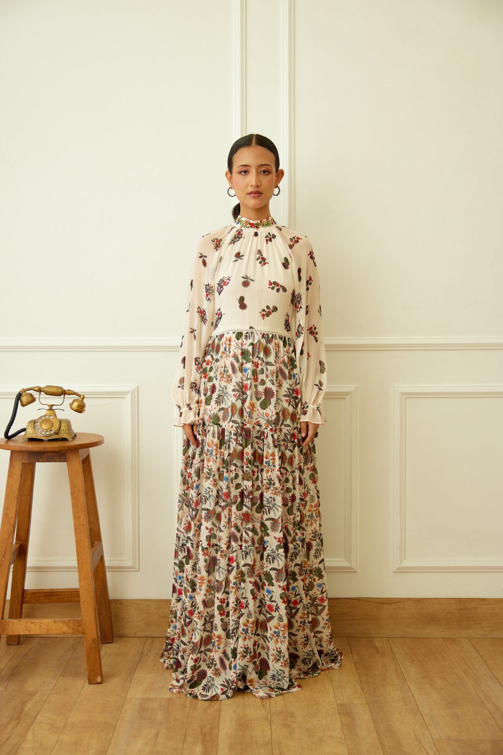 Ivory Kohinoor Jaal Print Maxi Dress