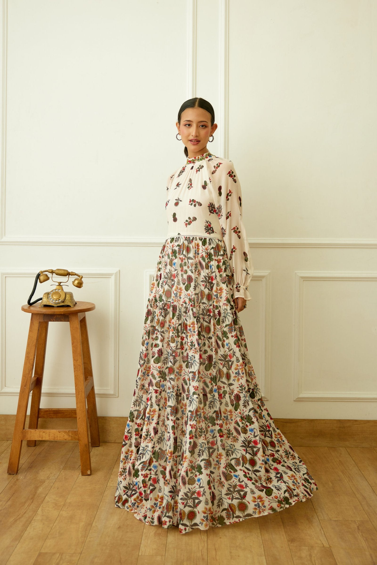 Ivory Kohinoor Jaal Print Maxi Dress